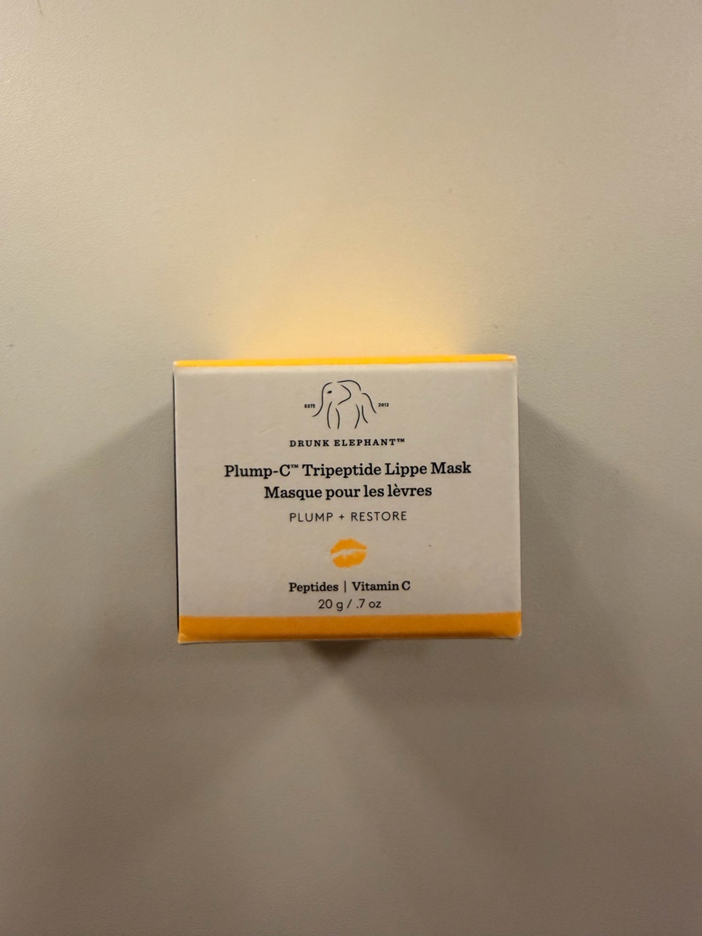 Drunk Elephant Plump-C Tripeptide Lippe Mask - Yellow & White Box